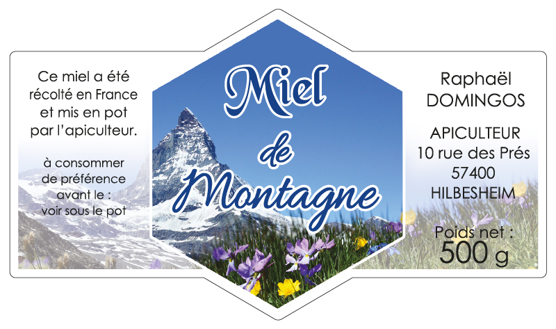 Étiquette apiculteur miel de montagne E1807