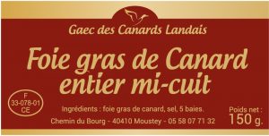 Étiquette adhésive foie gras E1173