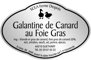 Étiquette adhésive foie gras E1478