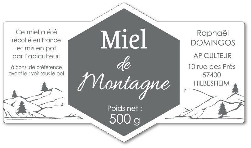 étiquette apiculteur miel de montagne E1807-2