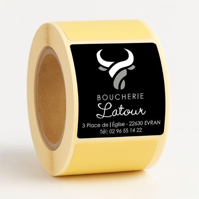 Rubaco-rouleau étiquette carré boucher