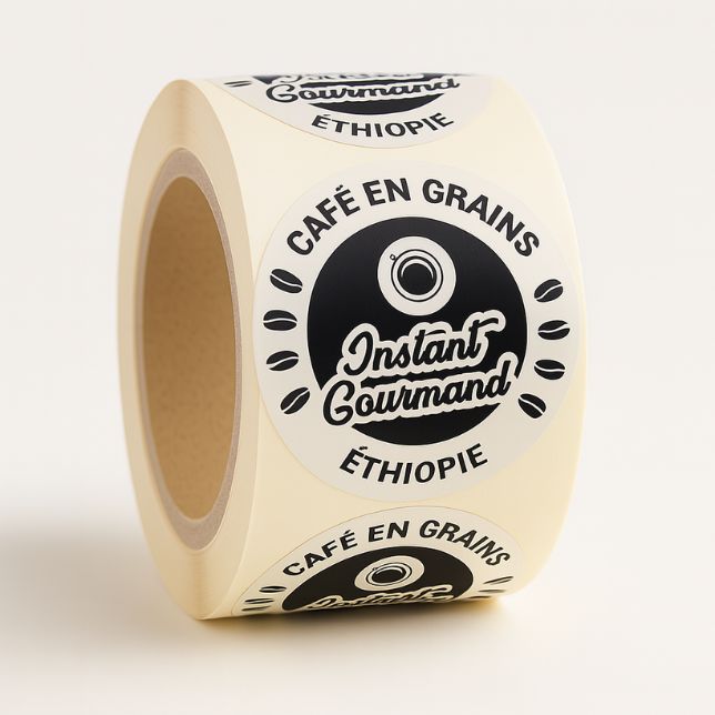 Rubaco-rouleau étiquette ronde café