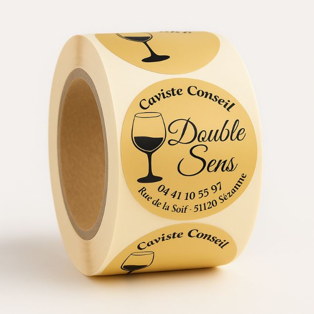 Rubaco-rouleau étiquette ronde caviste