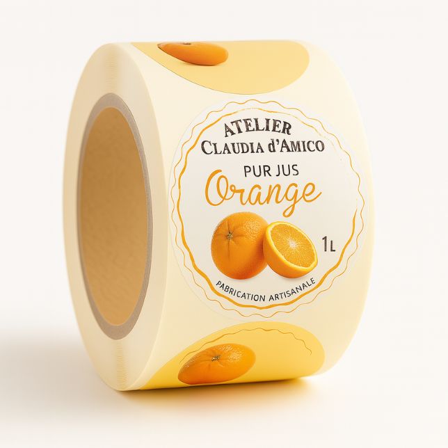 Rubaco-rouleau étiquette ronde jus