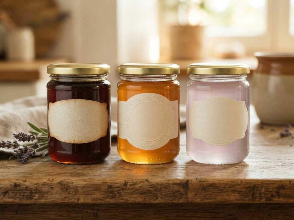 Adapter le design à chaque miel châtaignier, tilleul et lavande